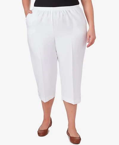 Alfred Dunner Plus Classic Button Hem Denim Capri Pants