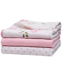 Little Me Baby Girls 3-Pc. Vintage Rose Muslin Blankets Set