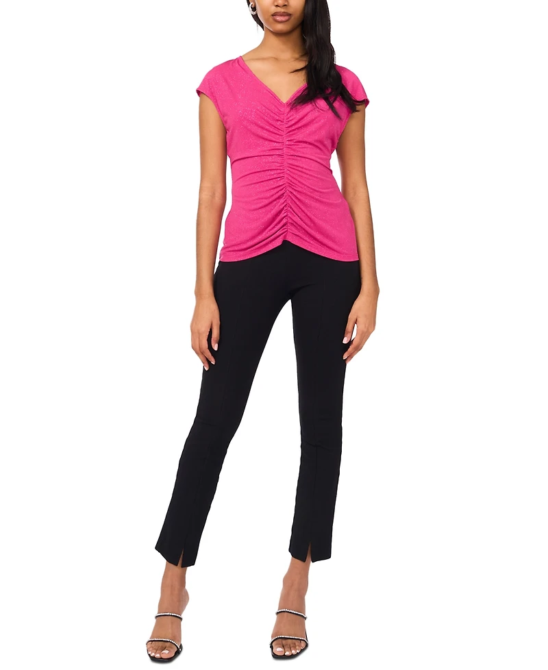 Msk Women's Ruched-Front Dolman-Sleeve Top