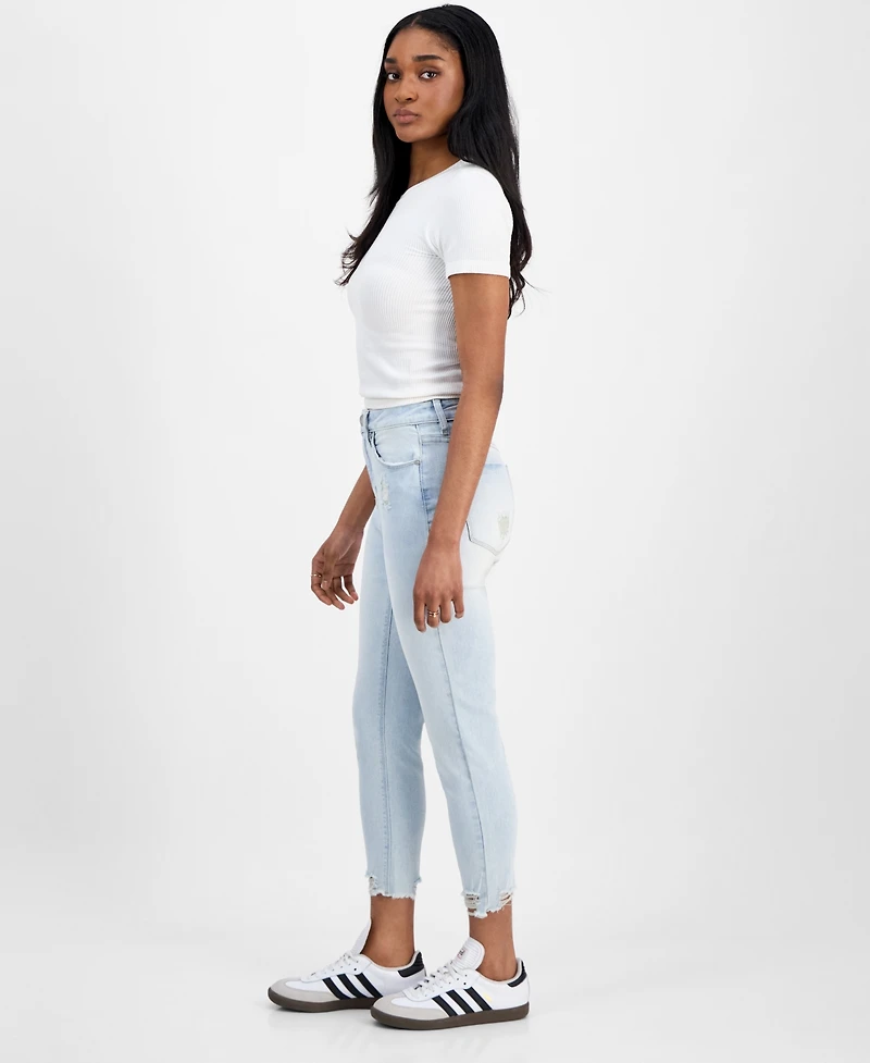 Indigo Rein Juniors' Curvy Cropped Mid-Rise Jeans