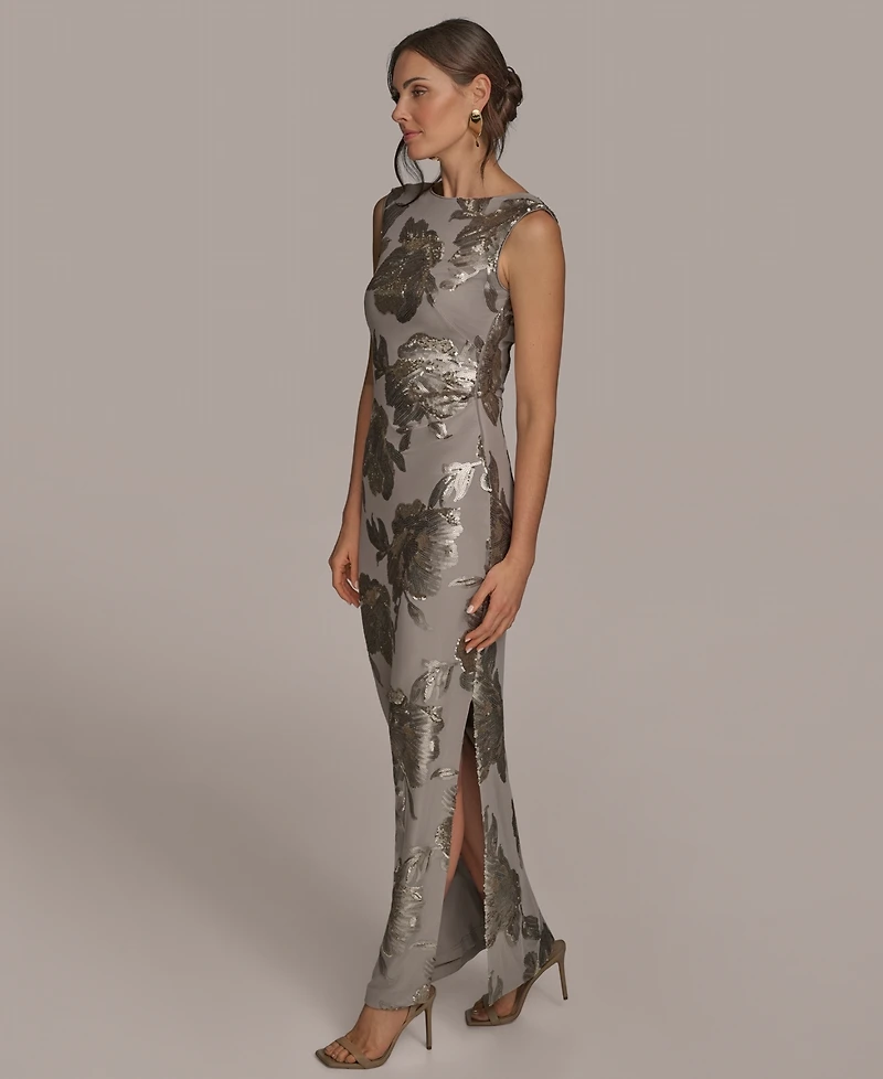 Donna Karan New York Women's Floral-Sequined Gown