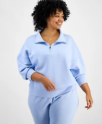 And Now This Trendy Plus Quarter-Zip Scuba Knit Pullover, Created for Macy's