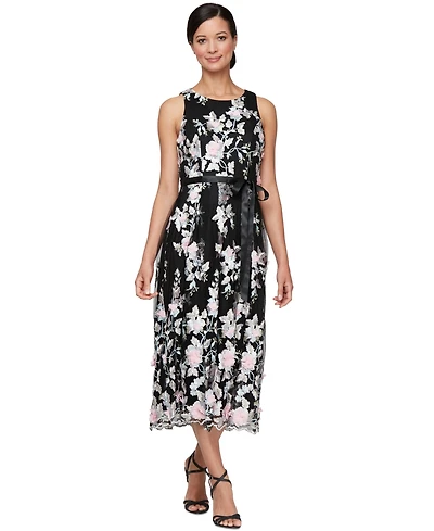 Alex Evenings Petite Embroidered Sleeveless Midi Dress