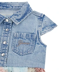 Guess Baby Girl Mixed Fabric Denim and Chiffon Dress