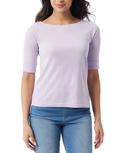 Gloria Vanderbilt Women's Alanis Boat Neck Elbow-Sleeve T-Shirt