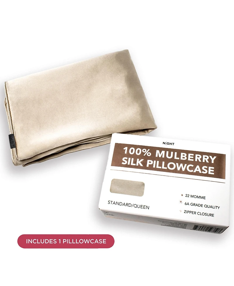 22 Momme 100% Mulberry Silk Pillowcase, Zipper