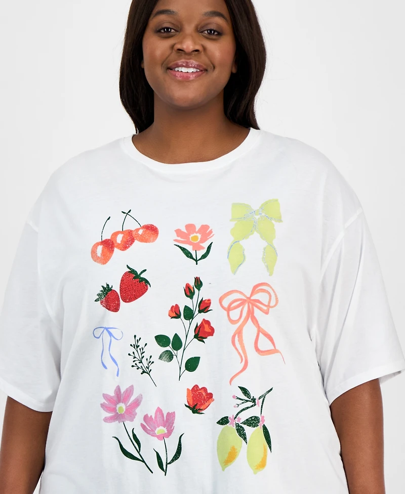 Grayson Threads, The Label Trendy Plus Floral & Ribbon Graphic T-Shirt