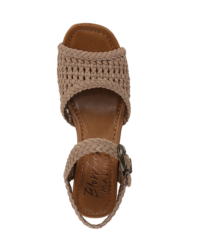 Blowfish Malibu Women's Aric Square Peep Toe Strappy Wedge Sandals