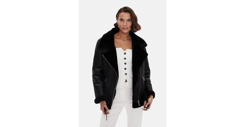 Furniq Uk Women's Genuine Shearling Jacket