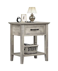 gaomon Stylish Nightstand, Bedside Table, Side Table, End Table with Drawer and Open Shelves for Living Room and Bedroom, Gray