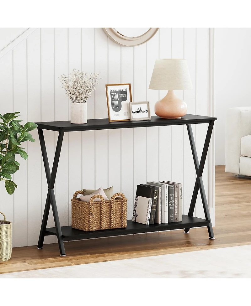 gaomon Side Table, 41.3" Narrow Console Table, Entryway Table with Metal Frame, Sofa Table, Hallway Table, Display Table for Living Room, Foyer, Bedro