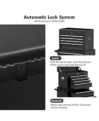 Gymax 2 in 1 Rolling Cabinet Storage Chest Box Garage Toolbox Organizer w/ 6 Drawers