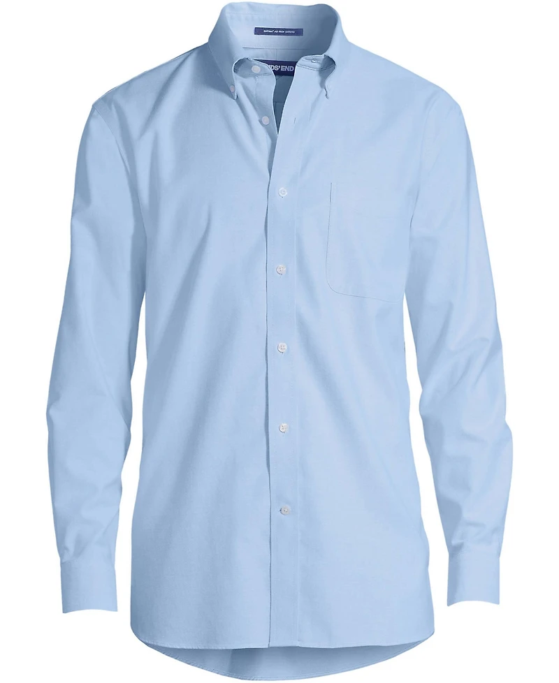 Lands' End Men's Tailored Fit No Iron Solid Supima Cotton Oxford Dress Shirt