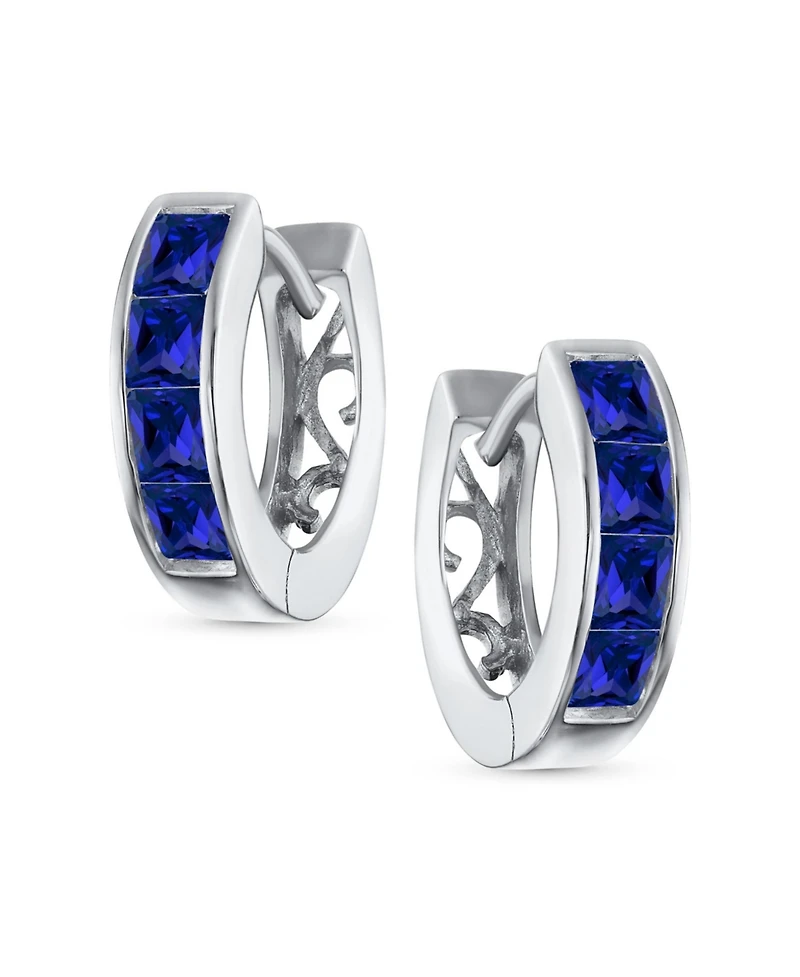 Bling Jewelry Small Cz Hoop Earrings Gold-Plated Sterling Silver Multi-Color Options
