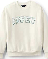 Lands' End Women's Serious Sweats Oversized Long Sleeve Crew Neck Sweatshirt - Set Top