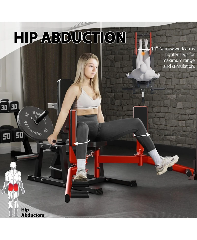 Mikolo Hip Abductor Machine, Abductor Adductor Machine Plate-Loaded, Inner and Outer Thigh Machine with 6 Levels Gear System, Glute Machines Home Gym