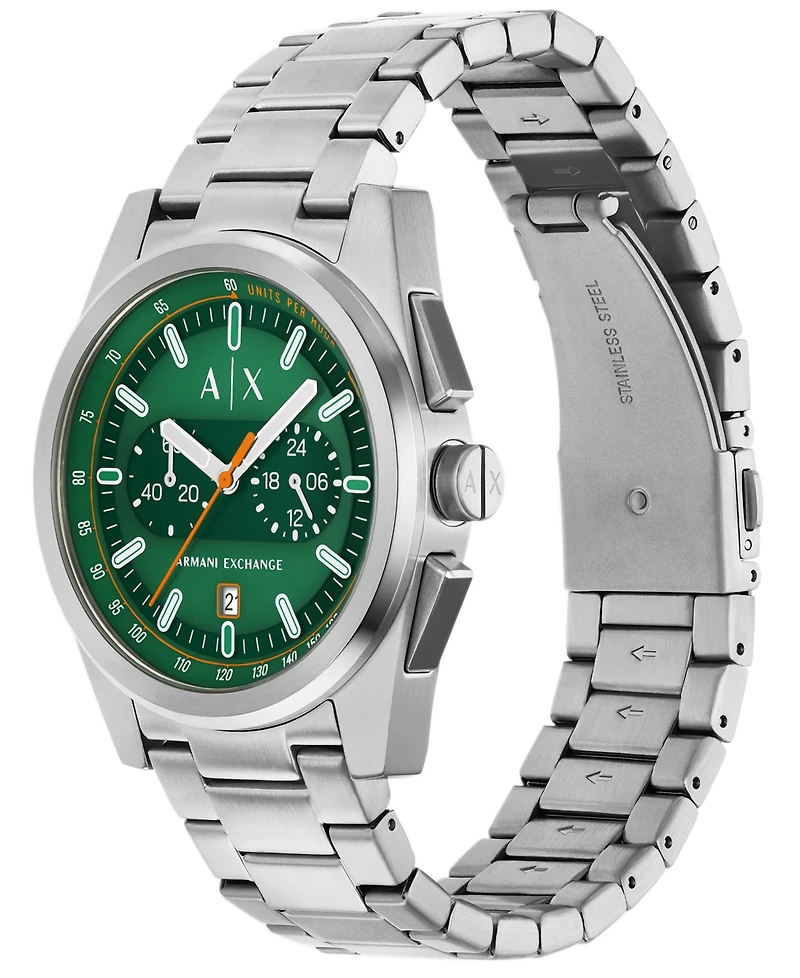 A|X Armani Exchange Men's Quartz Chronograph Silver Stainless-Steel Watch, 42mm
