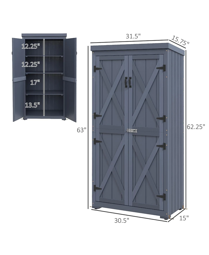 Outsunny Outdoor Storage Cabinet with Waterproof Metal Roof,