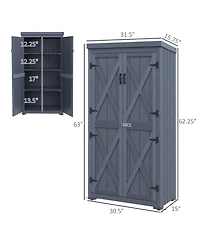 Outsunny Outdoor Storage Cabinet with Waterproof Metal Roof,