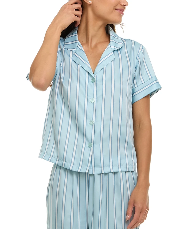 Flora by Nikrooz Women's Nicola Stripe Charm Notch Pajama Set