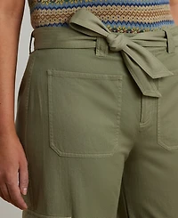 Lauren Ralph Lauren Plus Size Pleated Cotton Twill Wide-Leg Cargo Pants