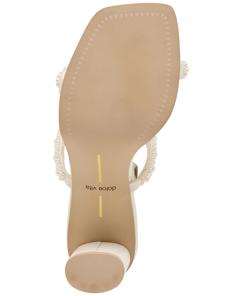 Dolce Vita Women's Nolah Pearl Beaded Double-Band Block-Heel Dress Sandals