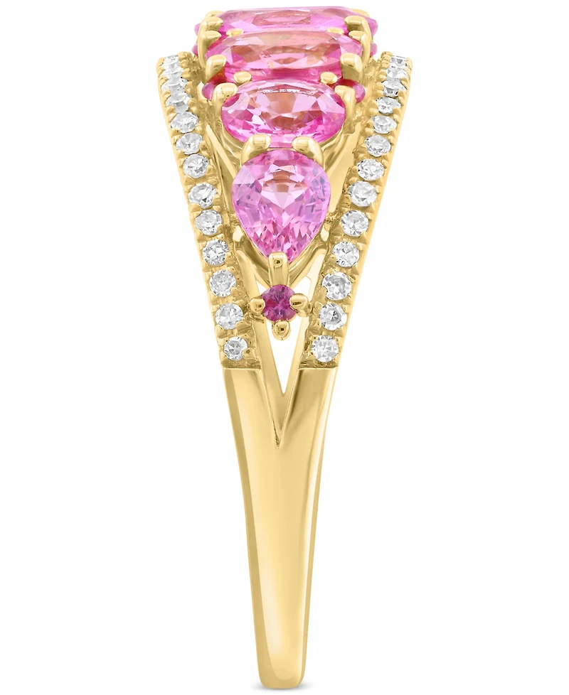 Effy Pink Sapphire (1-3/4 ct. t.w.) & Diamond (1/4 ct. t.w.) Graduated Openwork Statement Ring