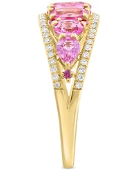 Effy Pink Sapphire (1-3/4 ct. t.w.) & Diamond (1/4 ct. t.w.) Graduated Openwork Statement Ring