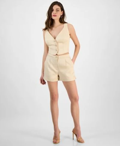Guess Womens Camille Sleeveless Buttoned Vest Tailored Pleat Front Shorts