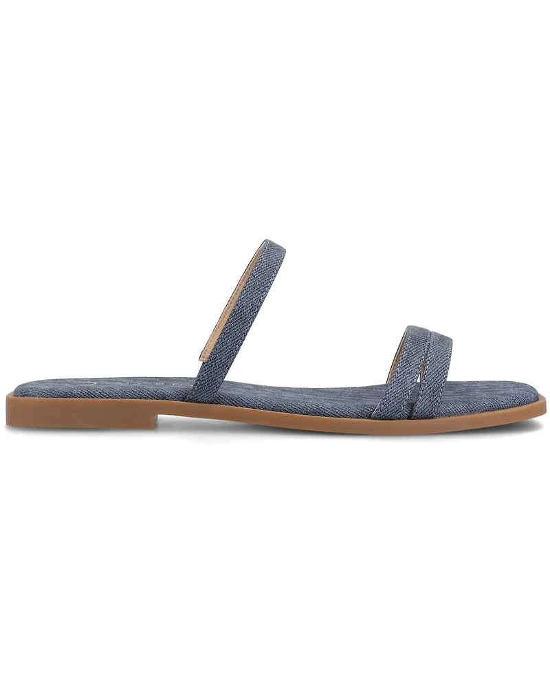 Journee Collection Women's Brisa Multi Strap Slip On Flat Sandals