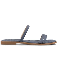 Journee Collection Women's Brisa Multi Strap Slip On Flat Sandals