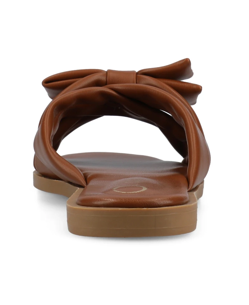Journee Collection Women's Prylin Bow Slide Flat Sandals