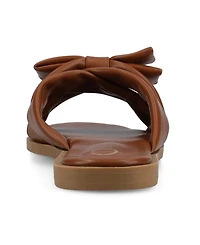 Journee Collection Women's Prylin Bow Slide Flat Sandals