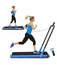 2.25 Hp 2-in-1 Folding Walking Pad Treadmill with Remote Control and Led Display