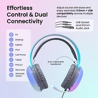 Gabba Goods Rainbow Led Gaming Headset with Adjustable Microphone. For PS5, Ps4, Xbox Series X/S, Switch, Pc, Mobile