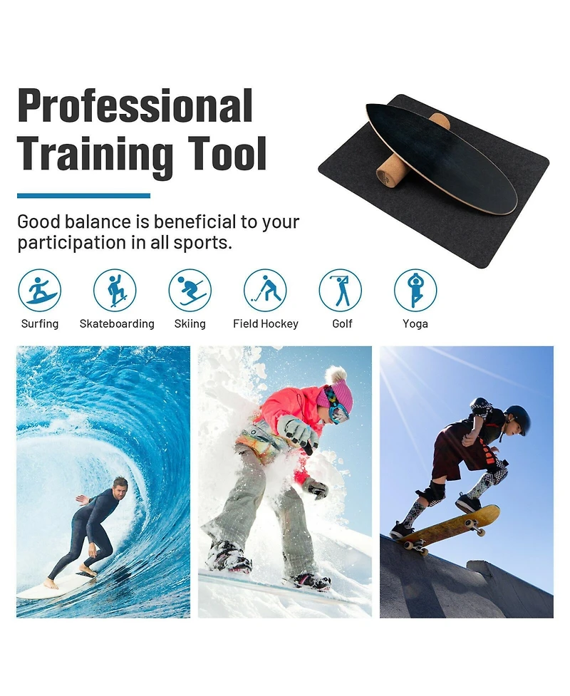 Wooden Balance Board Trainer Wobble Roller for Exercise Sports Training