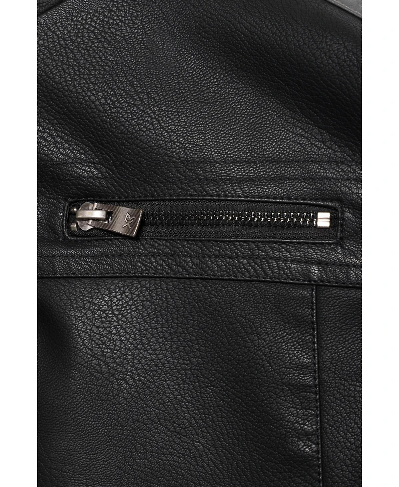 Xray Boys Hooded Moto Pu Leather Jacket With Lining