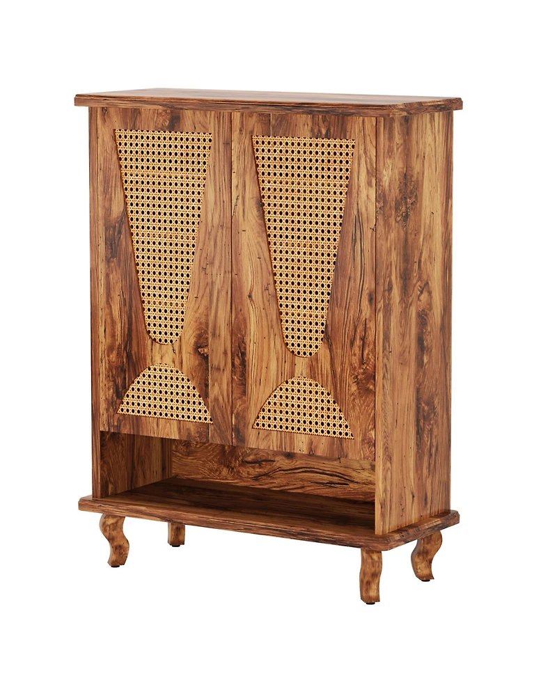 Tribesigns Rattan Shoe Cabinet for Entryway, 5-Tier Large Hidden Shoe Organizer Cabinet with Ventilated Doors, Modern Freestanding 25-Pair Shoe Rack C