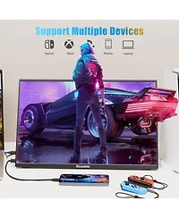 memzuoix Portable Monitor 15.6 Inch Fhd 1080P Usb C Hdmi, Ips Hdr Gaming Computer Display with Smart Cover, Plug&Play, Dual Speakers External Screen f