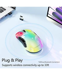 memzuoix 2.4G Led Wireless Mouse, Rechargeable Ergonomic Mouse with Detachable Cover, 1200 Dpi Portable Optical Computer Mouse with Usb Receiver for L