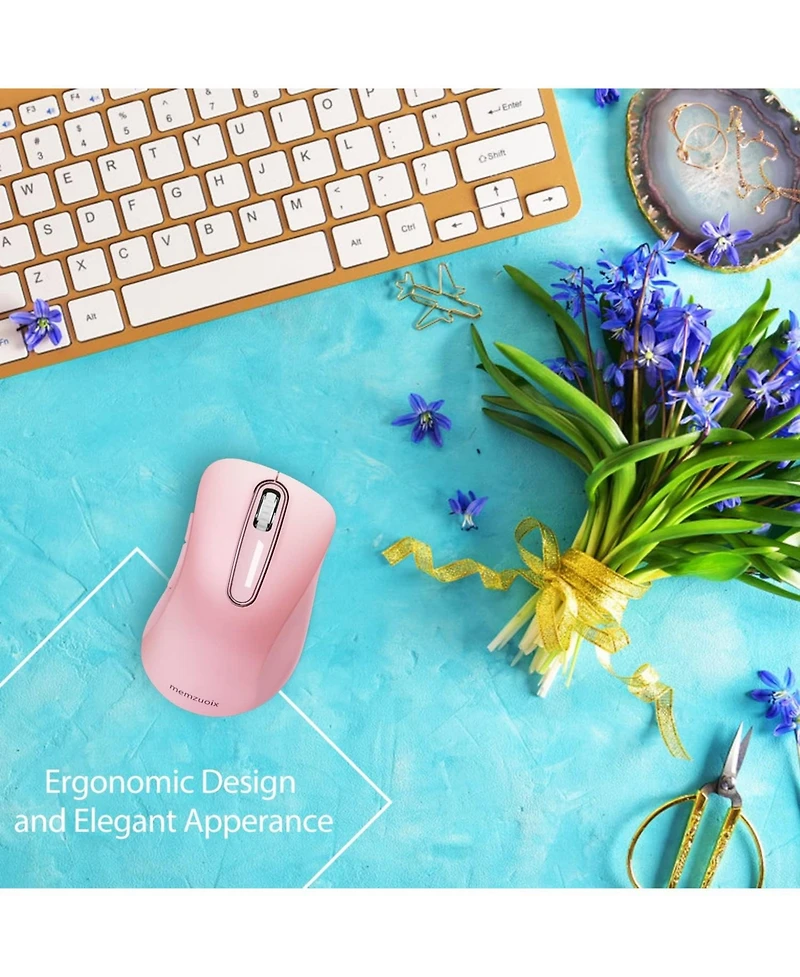 memzuoix 2.4G Wireless Mouse,Ergonomic Mouse Pad with Wrist Support for Laptop, Pc, Desktop, MacBook(Mouse + Pad)