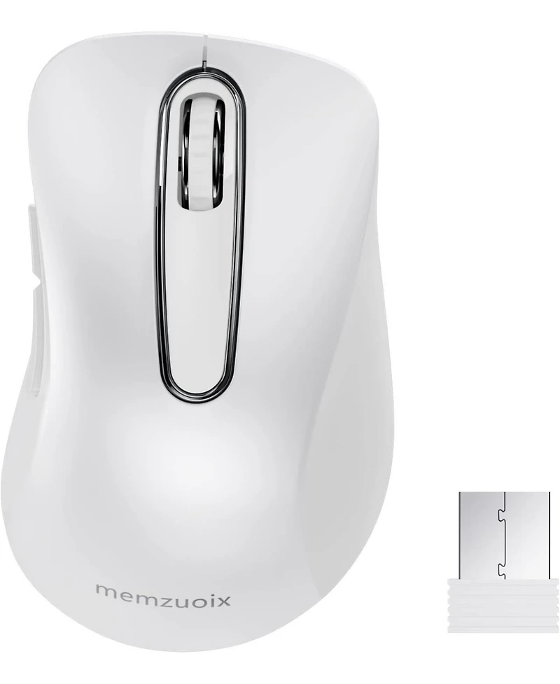 memzuoix 2.4G Wireless Mouse,Ergonomic Mouse Pad with Wrist Support for Laptop, Pc, Desktop, MacBook(White Mouse + Pad)