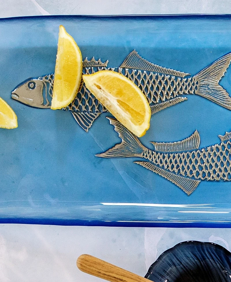 Vietri Isola Glass Medium Fish Rectangular Tray