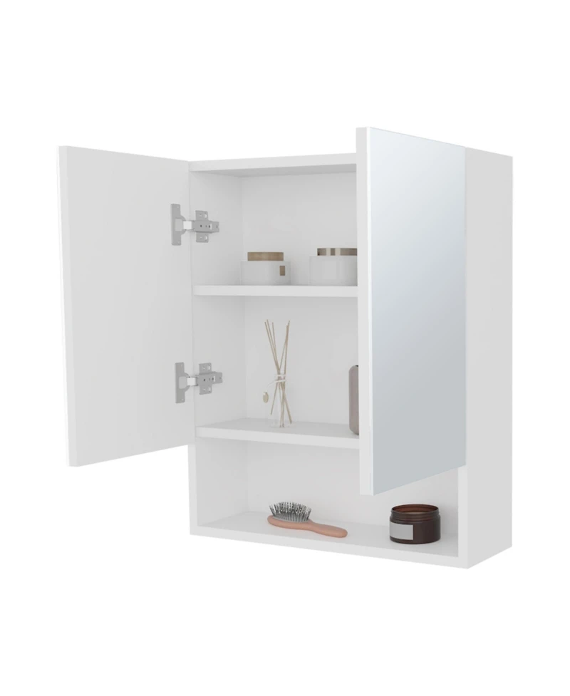 Fm Furniture Lodge Medicine Cabinet with Mirrored Doors and Open Storage