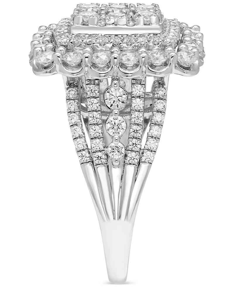 Diamond Multi Halo Emerald Shaped Cluster Ring (2 ct. t.w.) in 14k White Gold