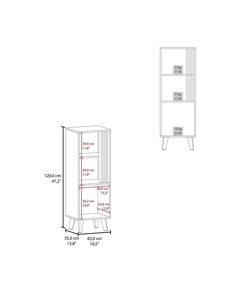 Fm Furniture Ac Chin Storage Cabinet with a Door and Open Storage, Wengue + Natural Oak