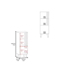 Fm Furniture Ac Chin Storage Cabinet with a Door and Open Storage, Wengue + Natural Oak