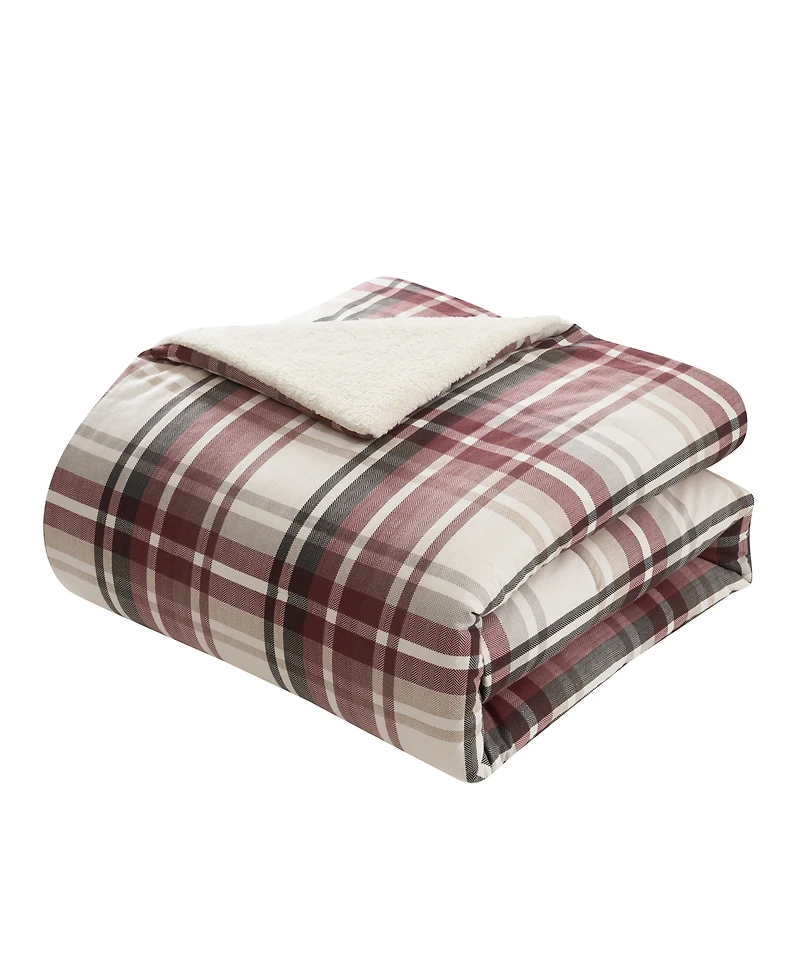 Vcny Home Plaid Brushed Flannel and Sherpa 3-Pc. Comforter Set, Full/Queen