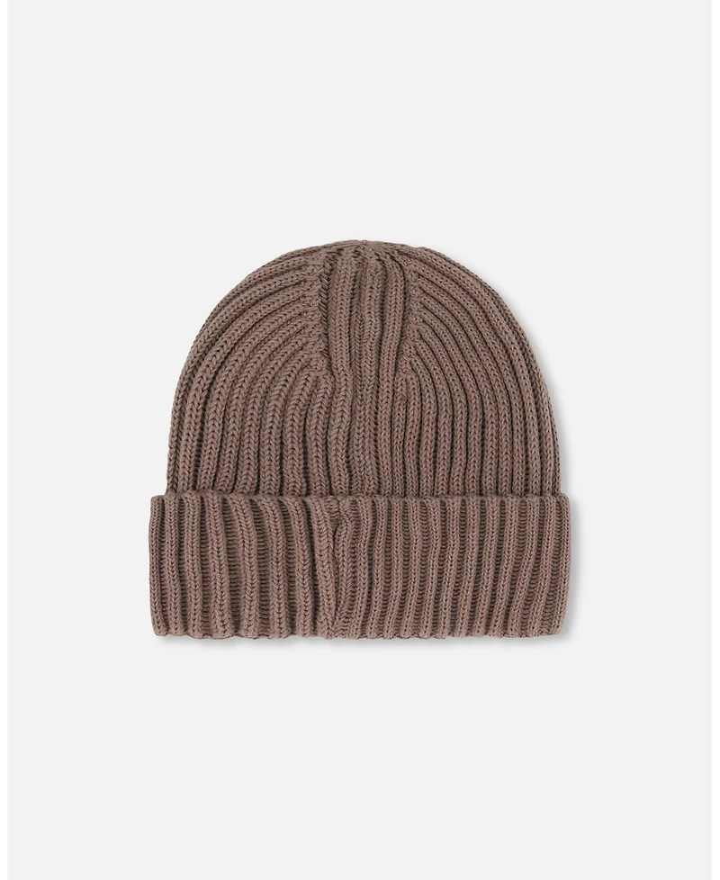 Deux par Deux Boy Cuffed Knit Hat Taupe - Toddler|Child