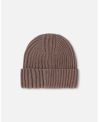 Deux par Deux Boy Cuffed Knit Hat Taupe - Toddler|Child